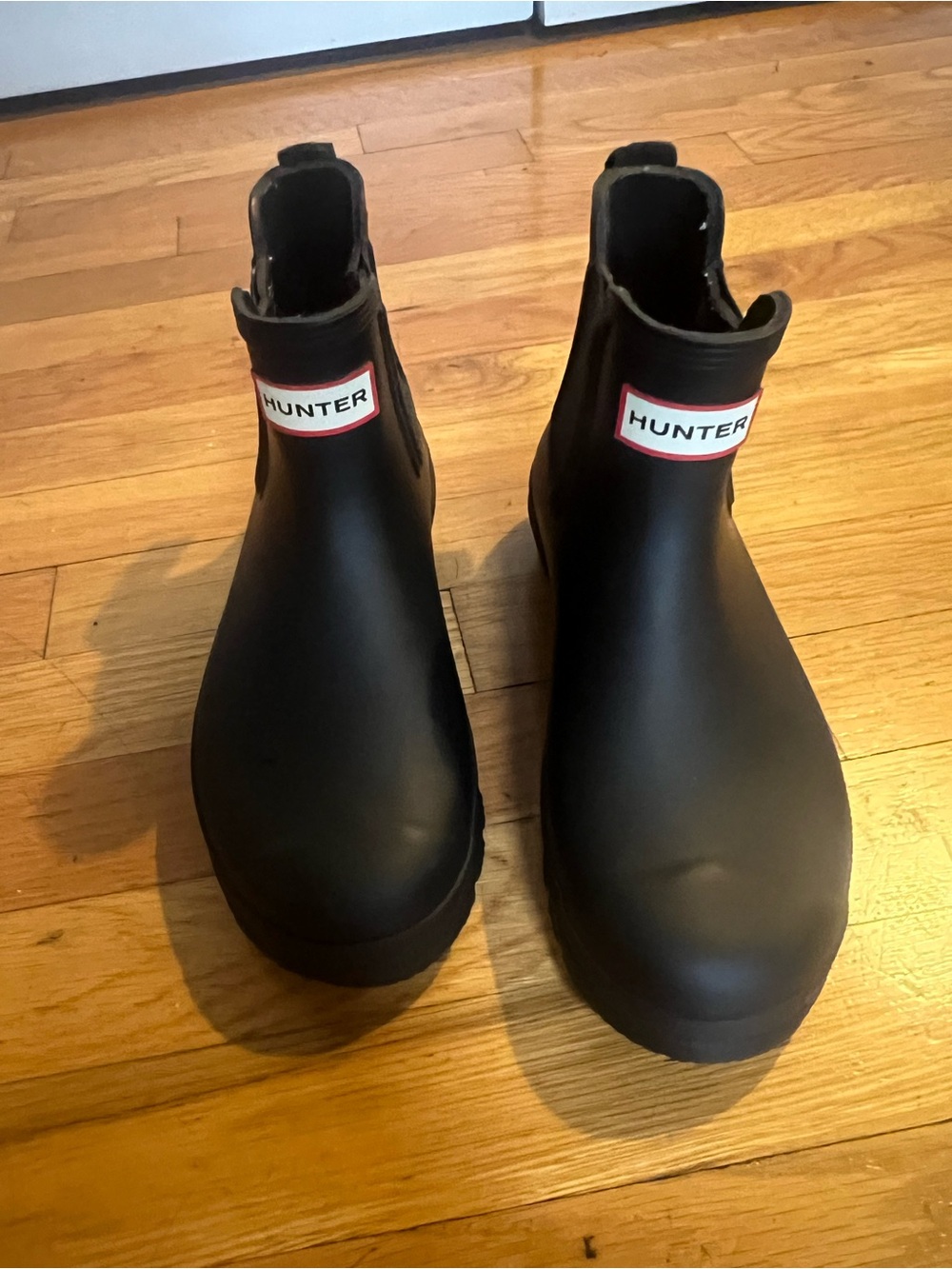 Hunter Short Black Chelsea Rain Boots with Logo Trim - Picture 2 of 12